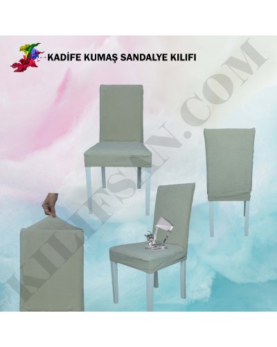 KS-01 Kadife  Streç Kumaş Sandalye Kılıfı Bej Renk