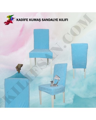 KS-10 Kadife  Streç Kumaş Sandalye Kılıfı Turkuaz Renk