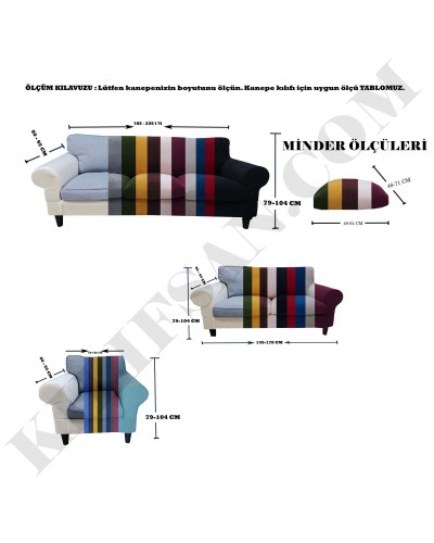MPA-06 Bal Peteği Kumaş Minderli Koltuk Kılıfı Takımı ( 3+3+1+1 Set ) Krem Renk